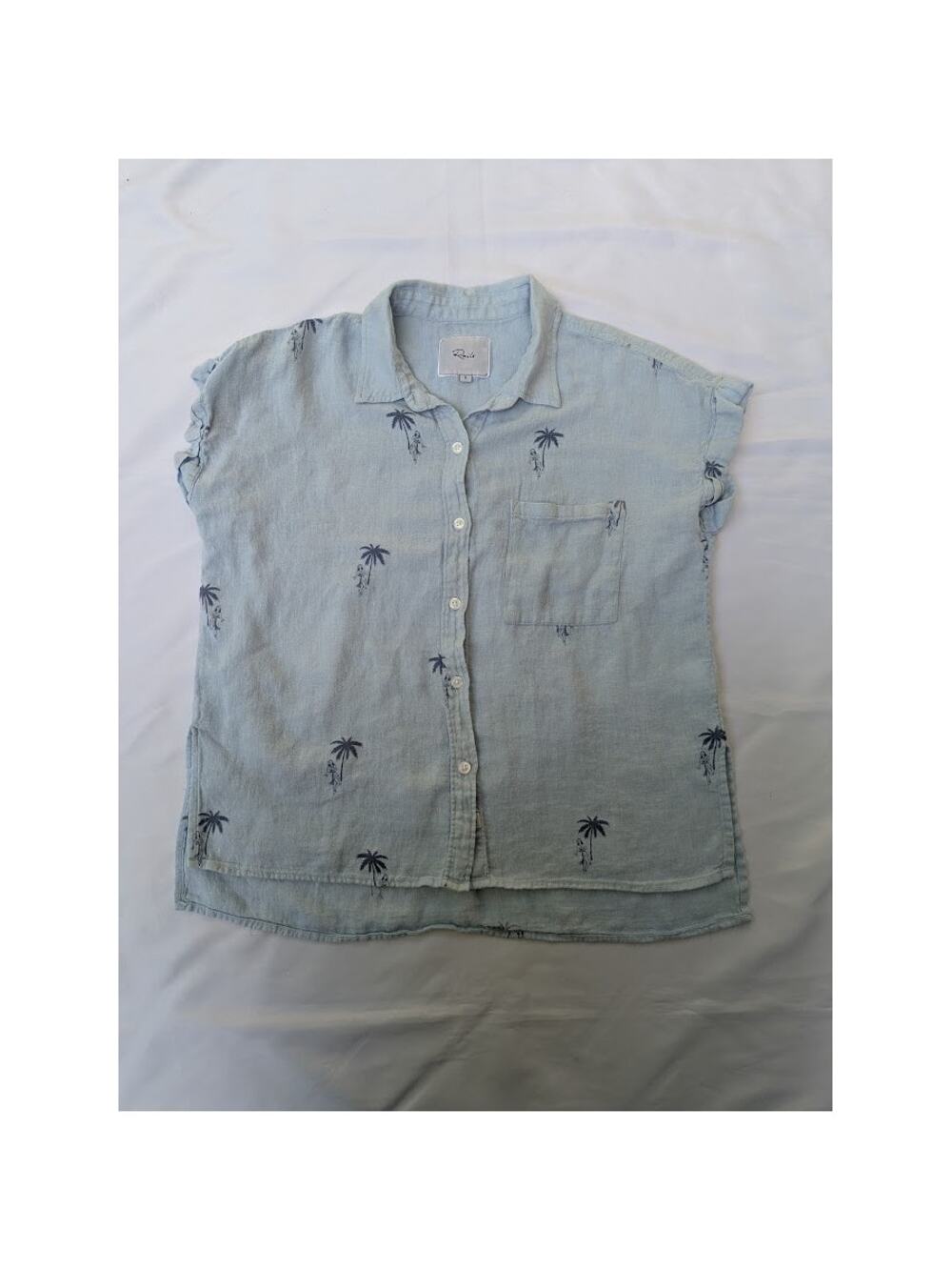 Rails Whitney Shirt Tropical Palms Button Front Relaxed Linen Blend Shirt Sz S